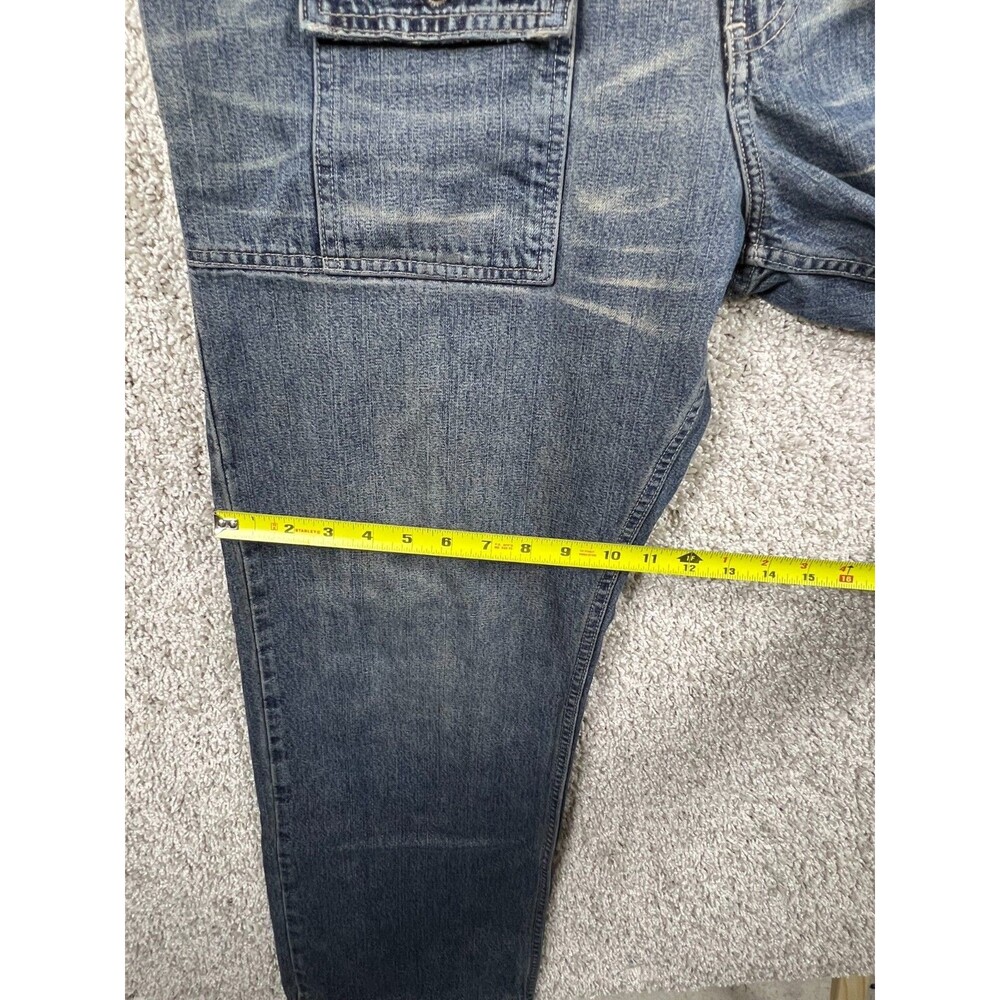 Express Precision Fit Men Jeans 34x32 Relaxed Straight Cargo Style Medium Wash D - Picture 4 of 10